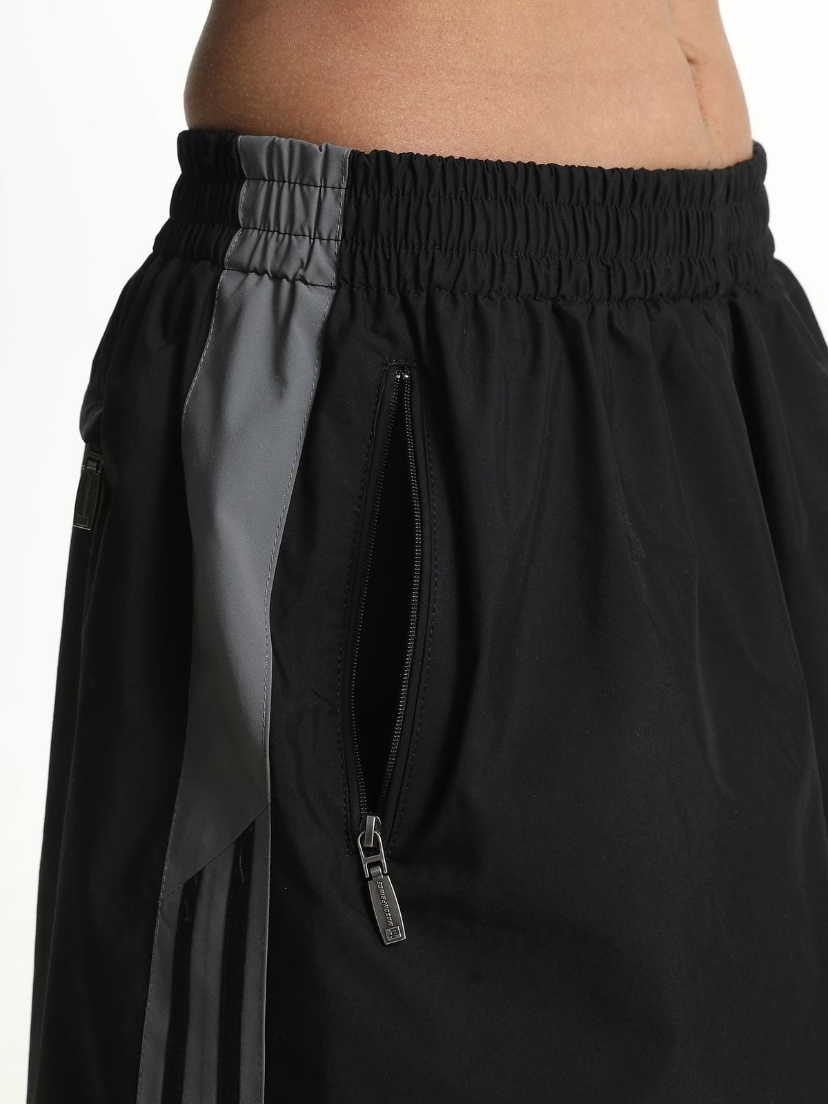 MASONPRINCE Striped Cotton Blend Track Shorts in Black - On Model