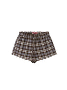 SweetChilling Cotton Plaid Drawstring Shorts in Brown