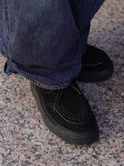 Soda Woven Suede Platform Sneakers in Black - On Model