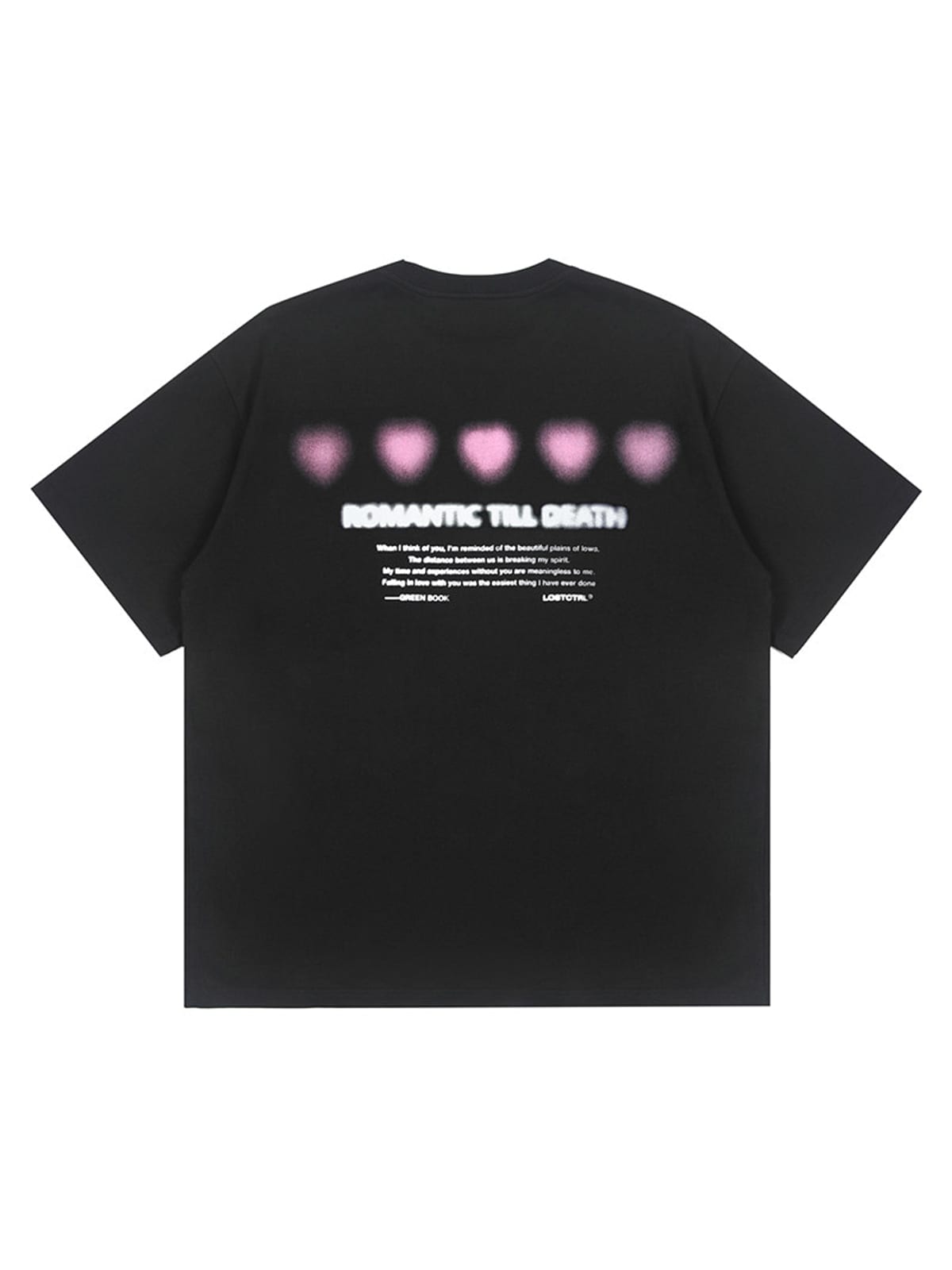 LOSTCTRL Blurred Heart Graphic Cotton T Shirt in Black