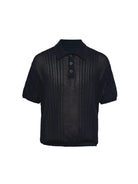 JCAESAR STUDIO Pointelle Ribbed Cotton Polo in Navy