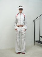 RARELY ALIKE Detachable 2 in 1 Nylon Sports Jacket in Gray - On Female Model