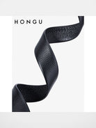 HONGU Cowhide Leather Automatic Buckle Belt in Black - Detail