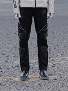 D5ove Paneled Nylon Racing Pants in Black - On Model