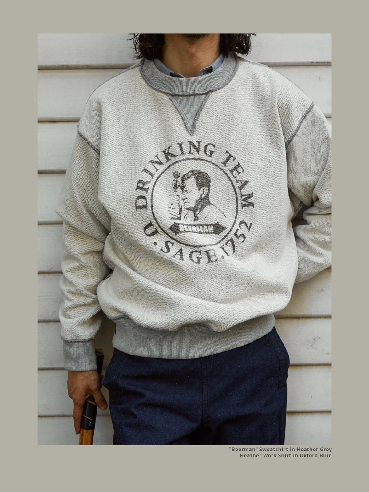 USAGE Reversible Sorona Blend Sweatshirt in Gray - On Male Model