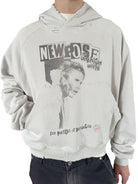 UNKNOWNWORLD Distressed Punk Print Hoodie in Gray - On Male Model