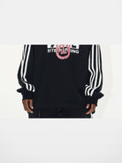 BLINDNOPLAN Color Block Graphic Raglan Sweatshirt in Black - On Model