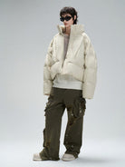 LOSTCTRL Distressed Multi Pocket Cargo Pants in Green - On Model