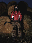 PERSONSOUL Camouflage Bootcut Cargo Pants in Brown - On Model