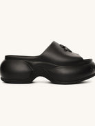 SMFK 7cm Platform Embossed EVA Slides in Black
