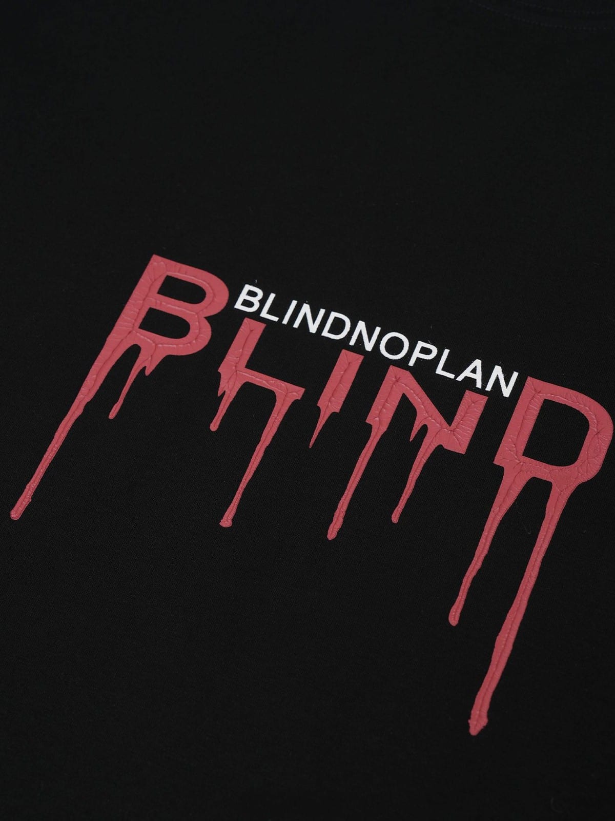 BLINDNOPLAN Screen Print Cotton Blend T Shirt in Black - Detail