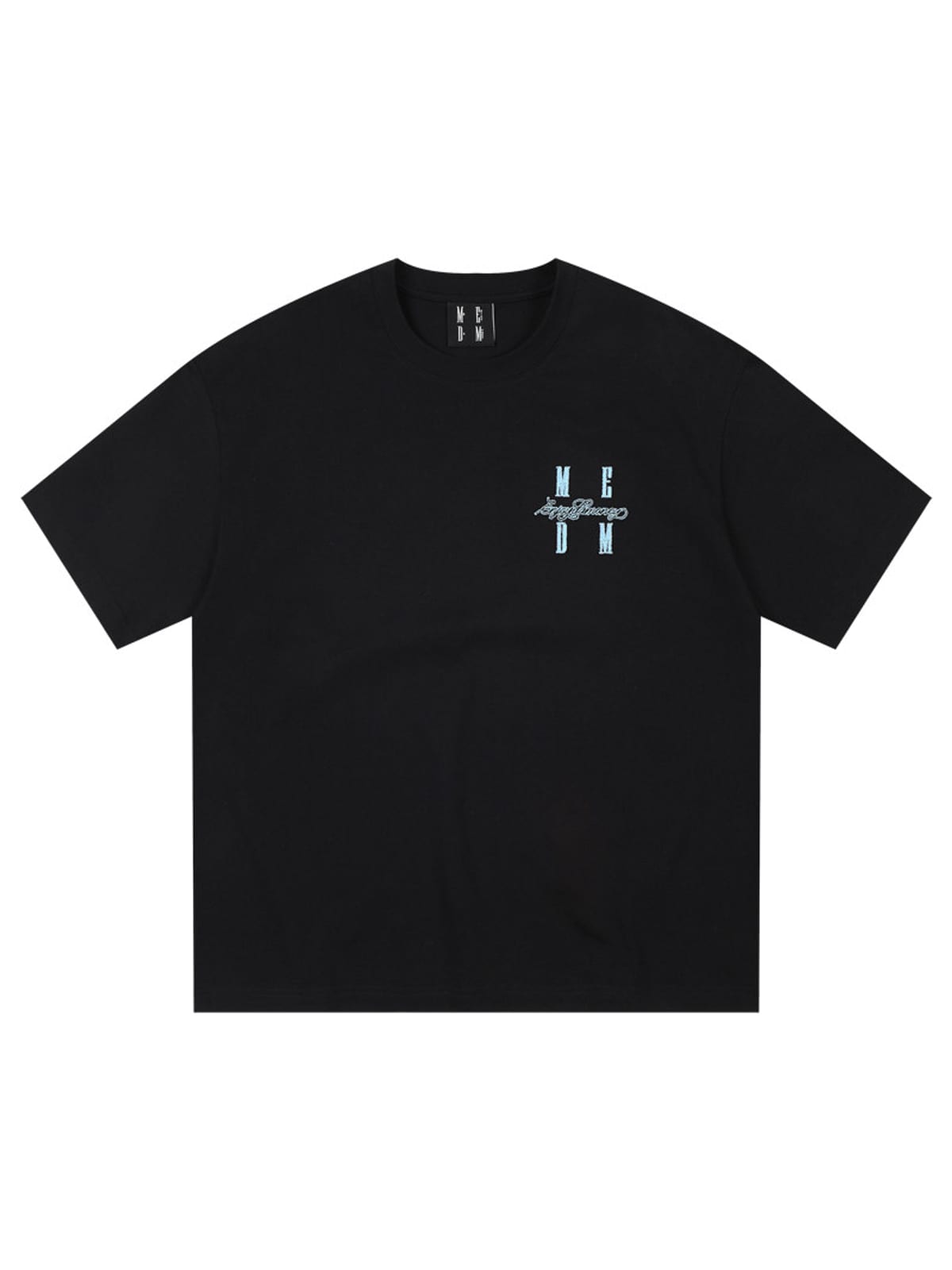 MEDM Tufted Logo Cotton T Shirt in Black