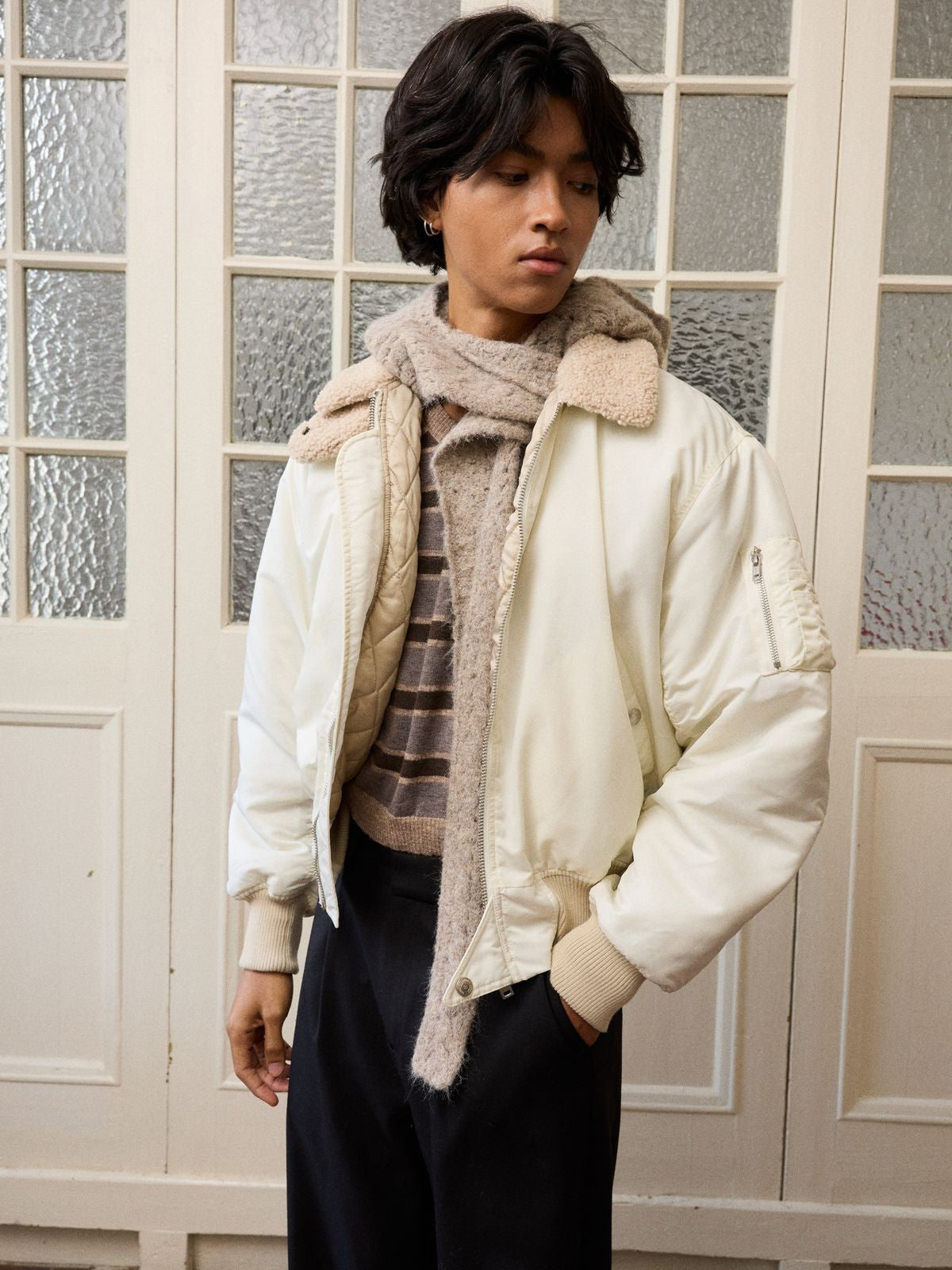 Retro 21 Thinsulate Padded B 15 Jacket in Yellow - On Male Model