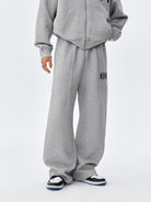 MEDM Cotton Blend Straight Leg Sweatpants in Gray - On Model
