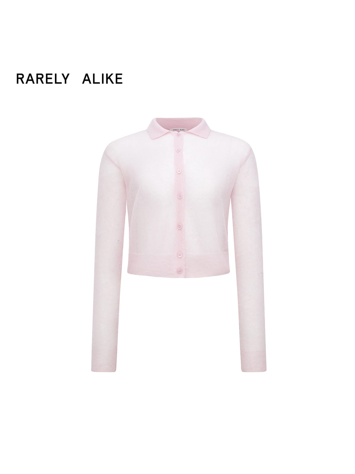 RARELY ALIKE Cropped Alpaca Blend Polo Cardigan in Pink