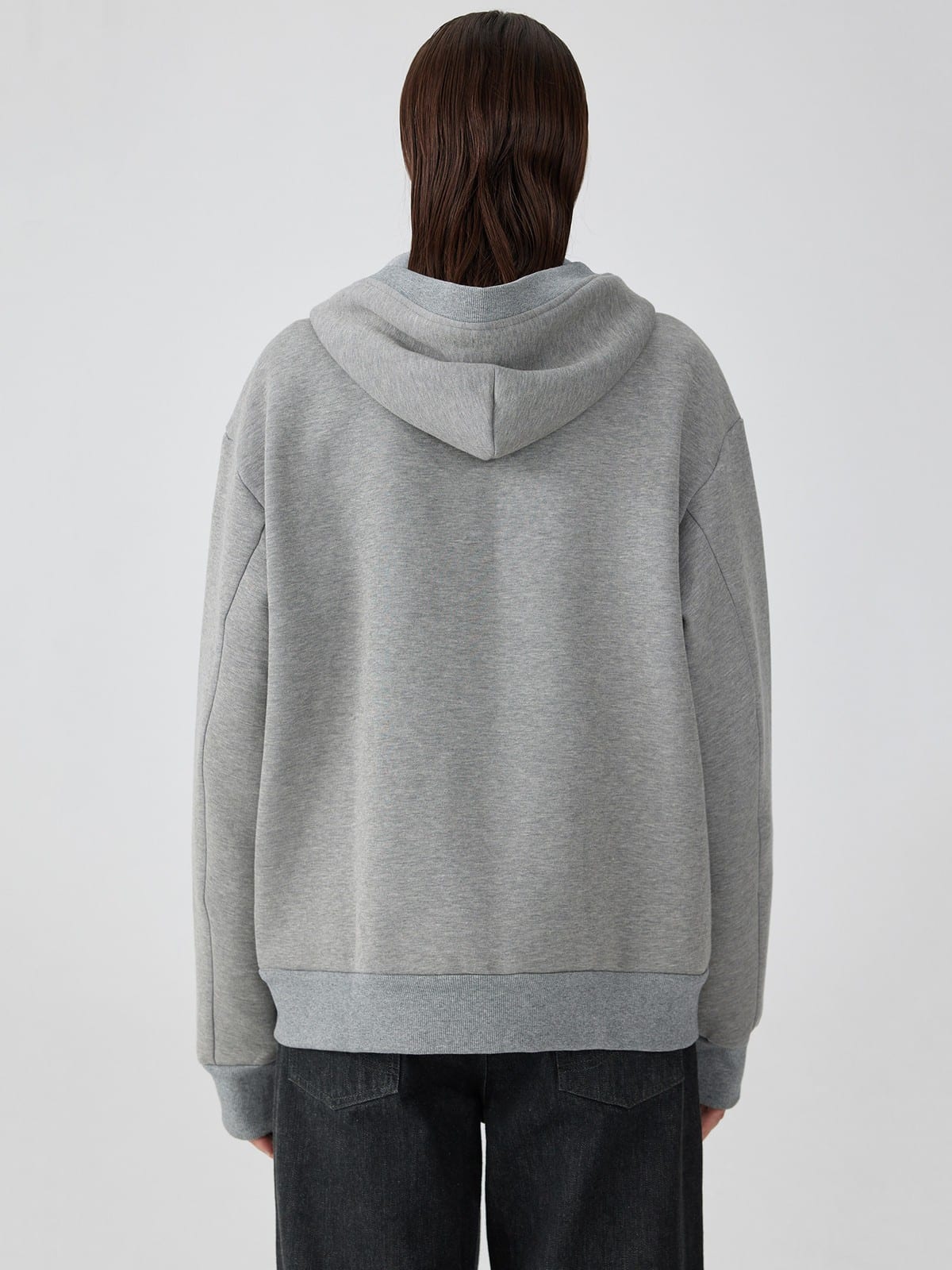 SIMPLE PROJECT Cotton Blend Zip Up Hoodie in Gray - On Model