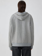 SIMPLE PROJECT Cotton Blend Zip Up Hoodie in Gray - On Model