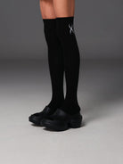 SMFK Cotton Blend Athletic High Socks in Black - On Model