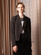 SOD Deconstructed Asymmetric Wool Blazer in Black - On Male Model