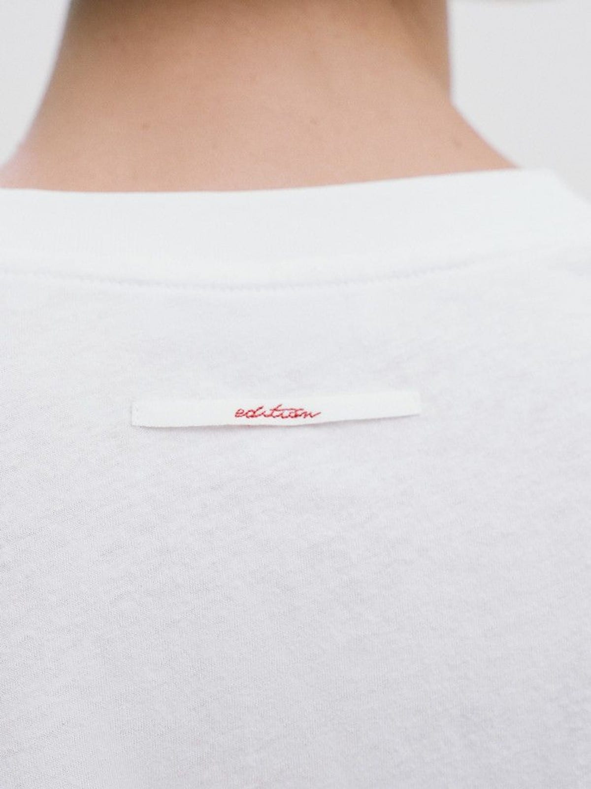 EDITION Cotton Short Sleeve Crewneck T Shirt in White - On Model