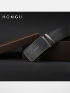 HONGU Cowhide Leather Automatic Belt in Black