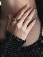 BLACKHEAD Structural Two Tone Star Ring in Gold - On Model