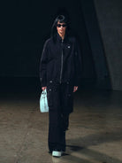 SMFK Garment Dyed Drawstring Cargo Pants in Black - On Female Model