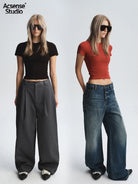 Acsense Studio Brushed Structured Shoulder Tee in Black - On Female Model