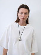 Random Piece Cotton Drop Shoulder T Shirt in White - On Female Model