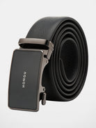 HONGU Cowhide Leather Automatic Buckle Belt in Black