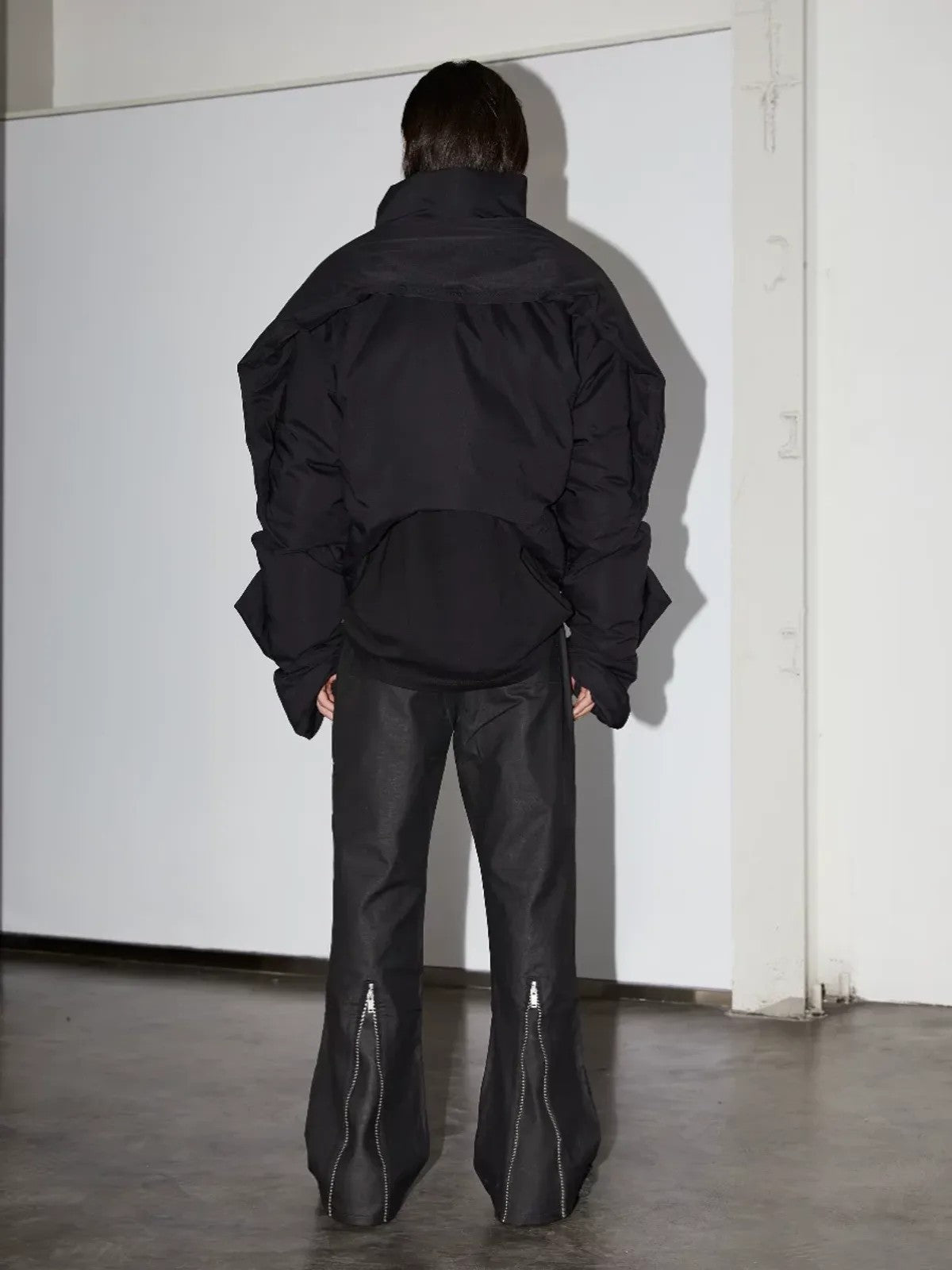 Y OFFICIAL Batwing Sleeve Down Puffer in Black - On Model