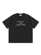 LOSTCTRL Cross Stitch Letter T Shirt in Black