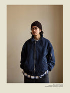 USAGE Washed Cotton Lyocell B 15 Bomber in Navy - On Male Model