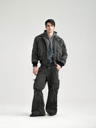 Retro 21 Multi Pocket Thinsulate Bomber in Green - On Male Model