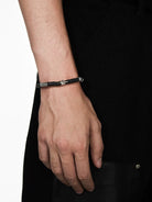 BLACKHEAD Star Pendant Chain Bead Bracelet in Black - On Model