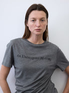 Random Piece Lyocell Blend Letter Print T Shirt in Gray - On Female Model