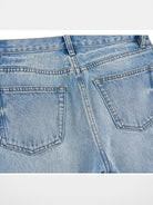 VLABMADE Ice Blue Raw Hem Straight Jeans in Blue - Detail