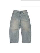 MASONPRINCE Distressed Slub Texture Vintage Jeans in Light Blue