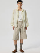 SIMPLE PROJECT Sheer Nylon UV Protection Shirt in White - On Male Model