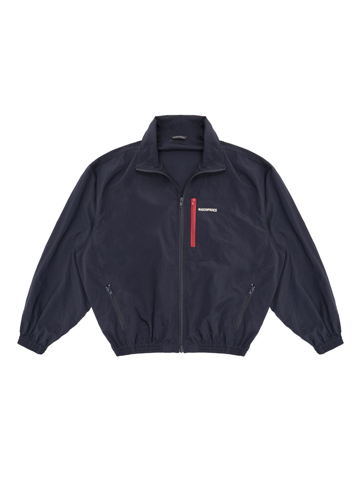 MASONPRINCE Lightweight Tonal Check Nylon Jacket in Navy Blue