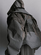 D5ove Structured Washed Cropped Jacket in Gray - On Model