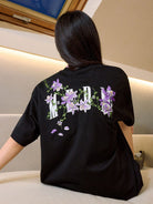 MEDM Floral Vine Embroidered T Shirt in Black - On Model