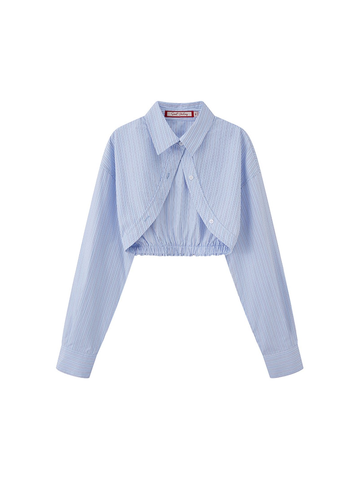 SweetChilling Cropped Striped Shirt Cardigan in Blue
