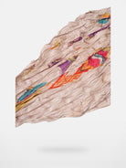 Retro 21 Irregular Pleated Vintage Print Scarf in Beige - Detail