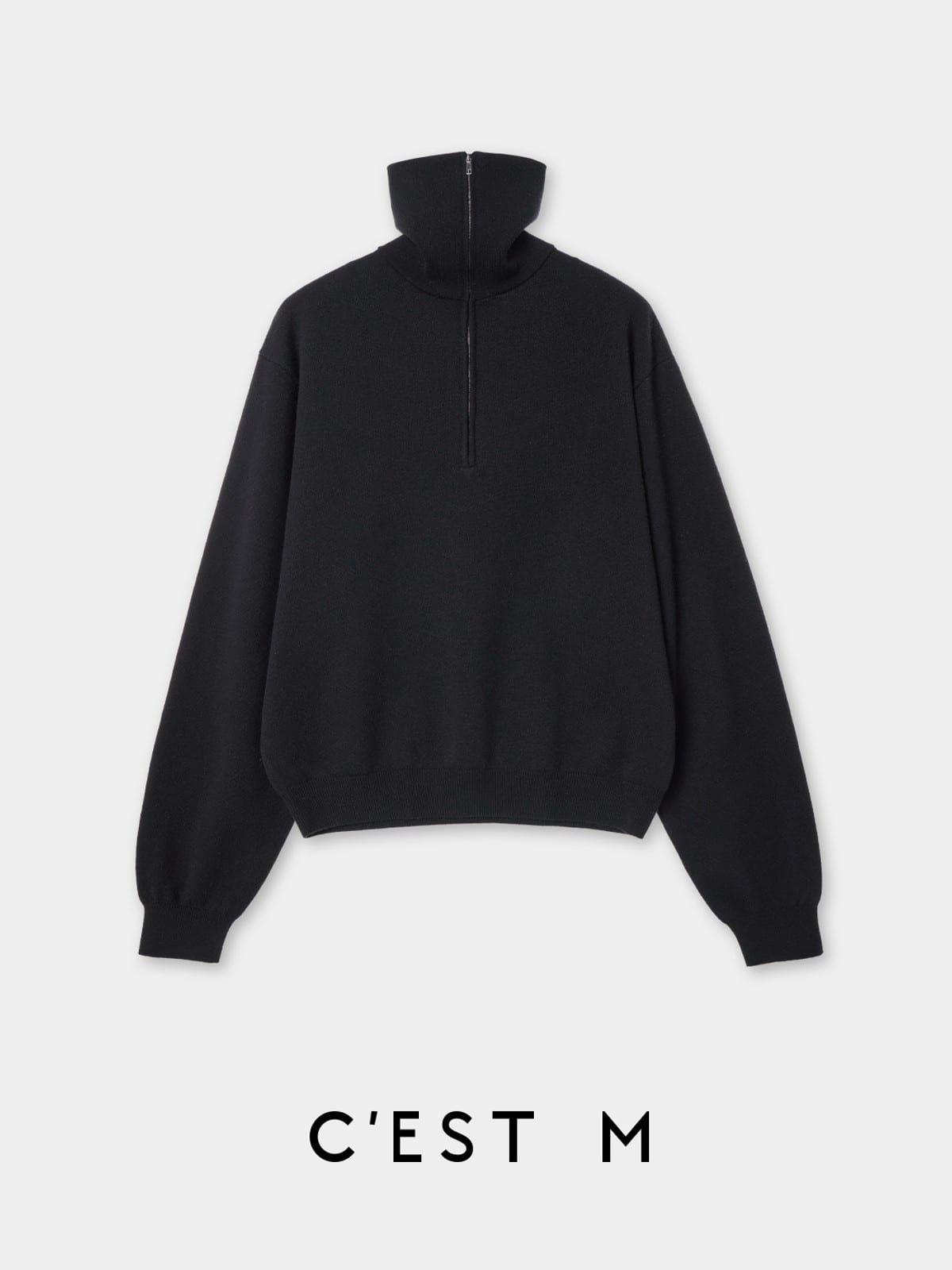 CEST M Half Zip Wool Cashmere Pullover in Black