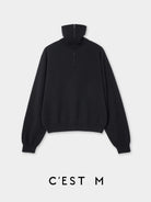 CEST M Half Zip Wool Cashmere Pullover in Black