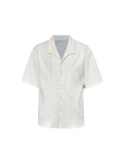 JCAESAR STUDIO Seagull Collar Leaf Jacquard Shirt in White
