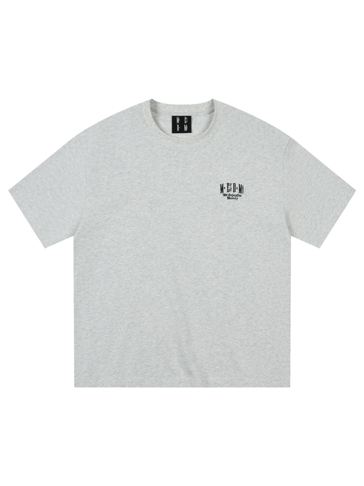 MEDM Letter Embroidery Cotton T Shirt in Gray