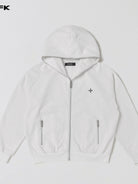 SMFK Oversized Cotton Wool Zip Up Hoodie in White