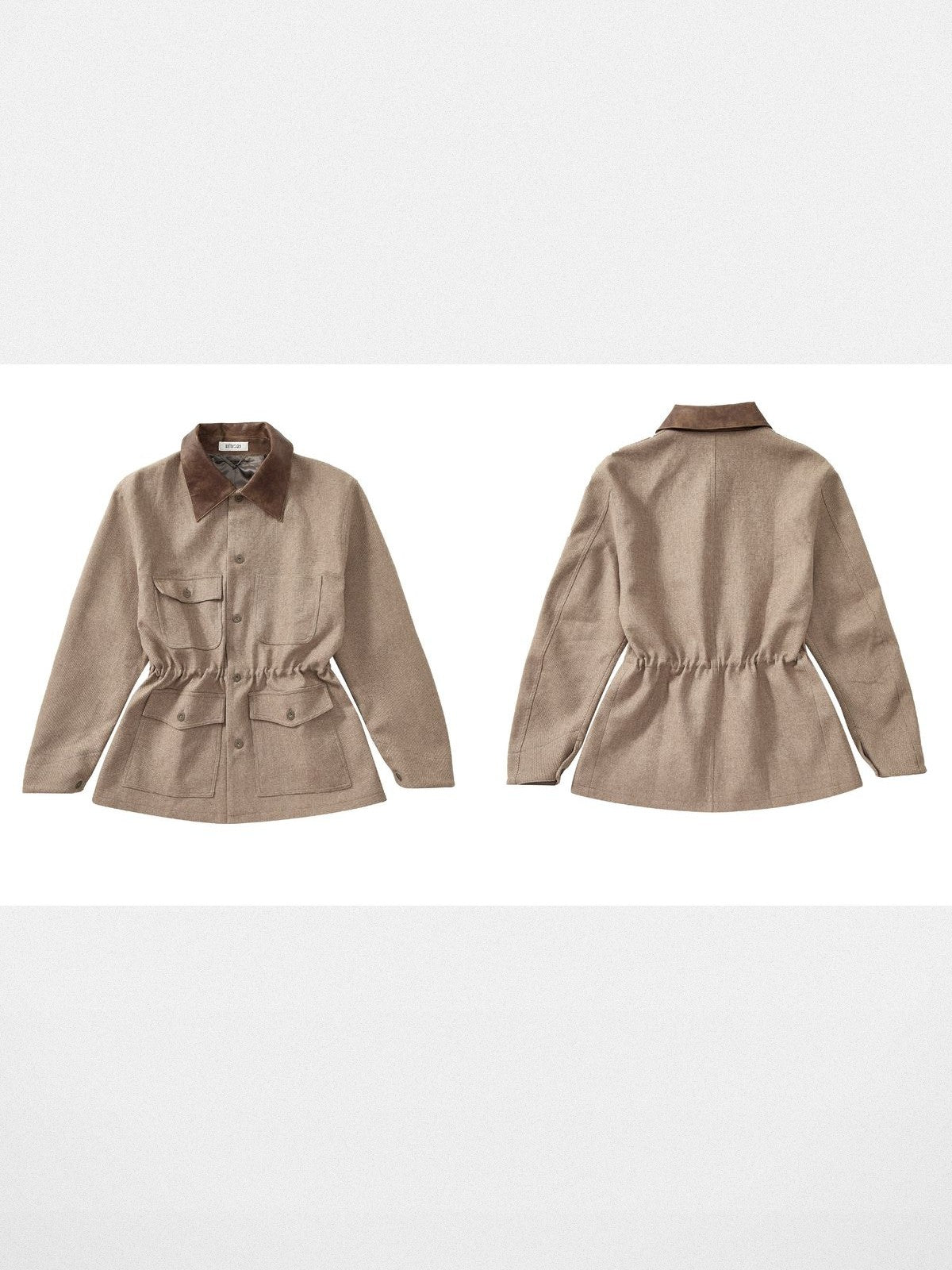 Retro 21 Wool Blend Contrast Collar Jacket in Khaki